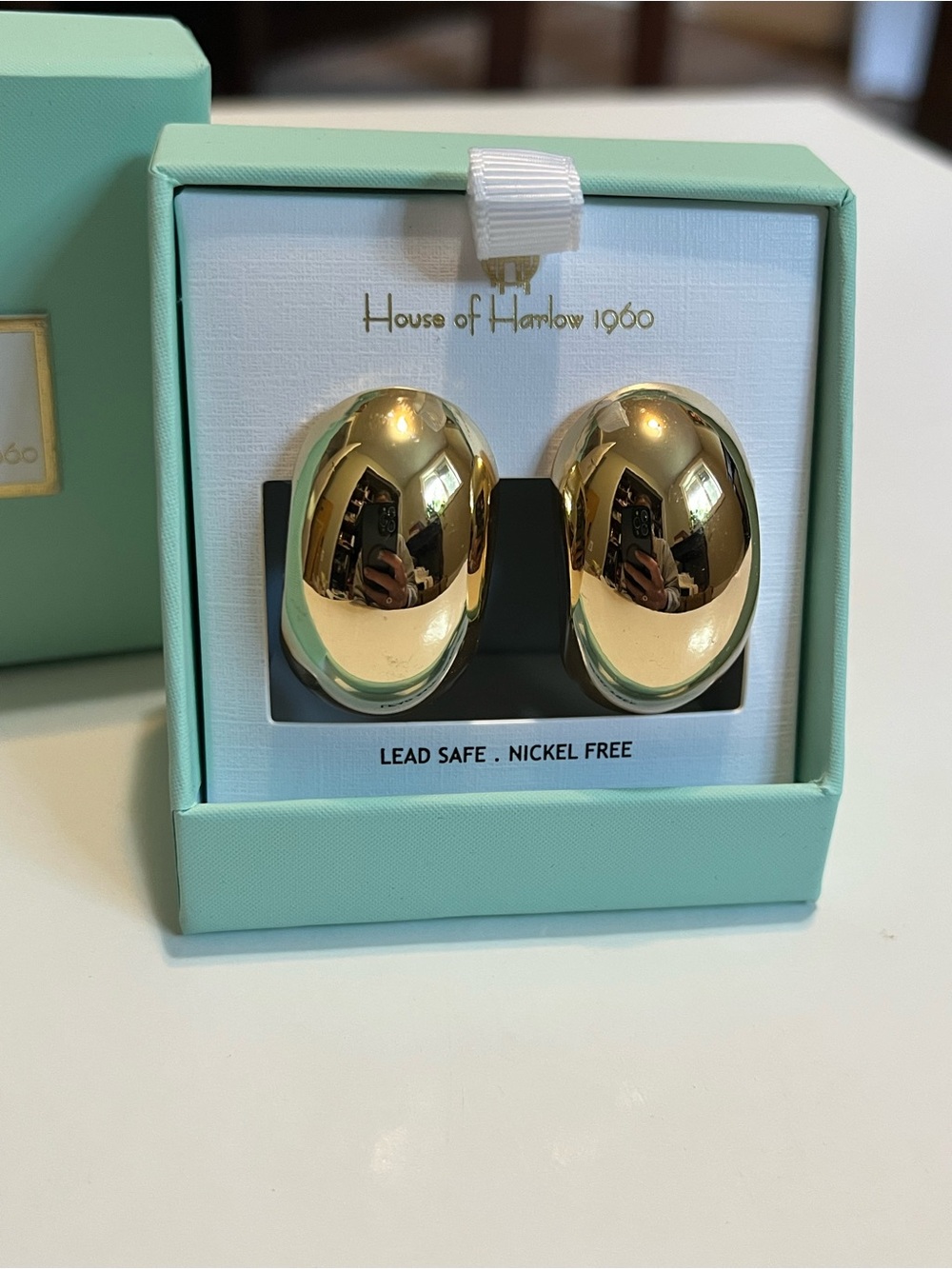 House of Harlow 1960 Gold Polished Oval Dome Earrings